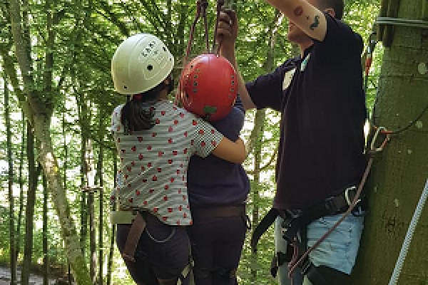 Child on zip line 