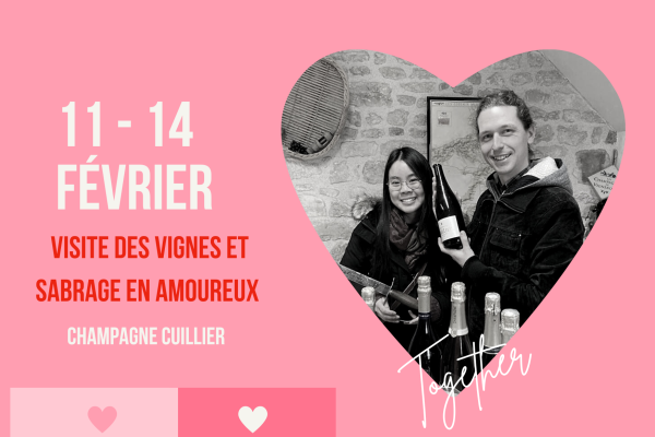 Visite des vignes et sabrage en amoureux !