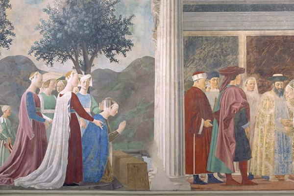 Arezzo Piero della Francesca Leggenda della Vera Croce part. Regina di Saba
