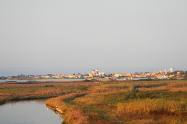 Foto panoramica di Cabras e delle sue zone umide