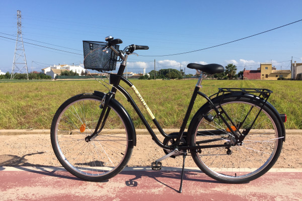 bici con los campos de chufa