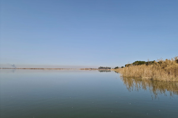 Spectaculair uitzicht over het meer met Valencia op de achtergrond