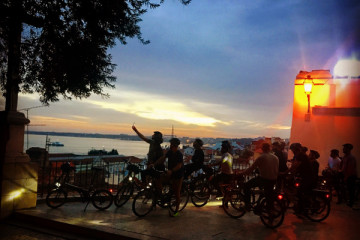 Lisbon at Night at the First View Point of Santo Estevão