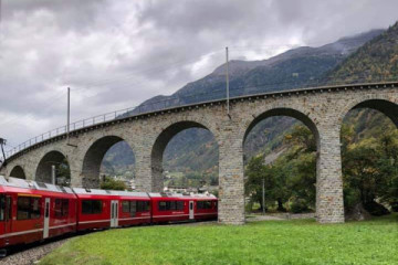 Bernina Scenic Train ride on the Swiss Alps. Small-Group