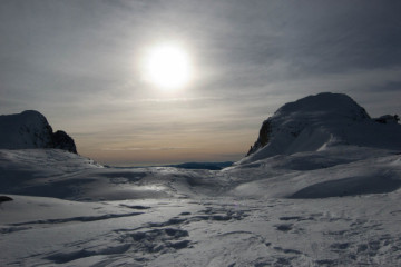 Snowshoeing with a full moon 