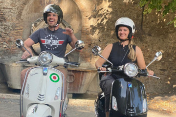 Cruising through Rome's timeless streets on our Vespas!