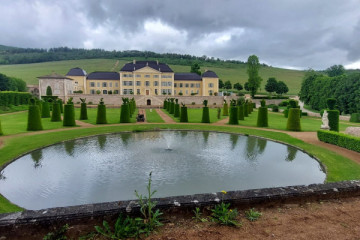 Gardens of a French château in the Beaujolais wine region