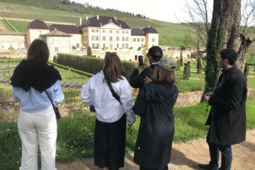 Gardens of a French château in the Beaujolais wine region