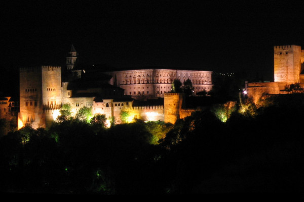 Carlos V palace at night
