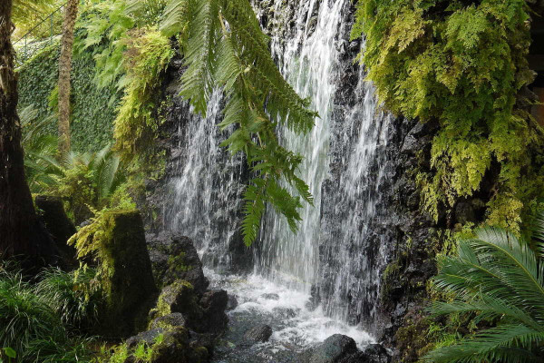 Rushing waterfalls often mark the start of the levadas.