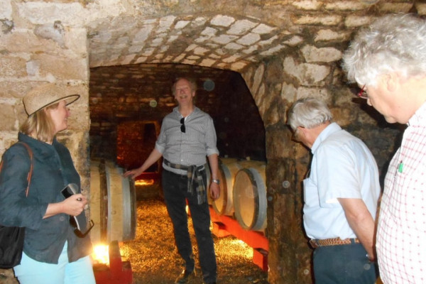 Visiting a private wine cave