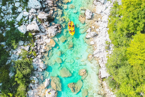 Rafting on Soča river.