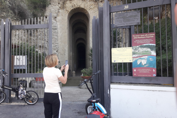ebike tour pausilypon entrance to the archaeological area of ​​Pausilypon park

