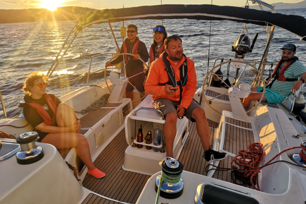 sunset sailing photo