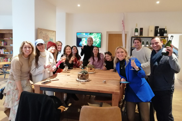 A group of Texans having fun at the wine-tasting room