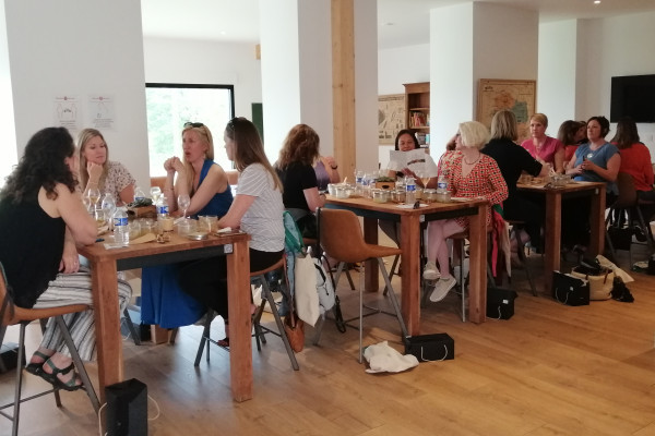 A Swedish group enjoying their lunch time.