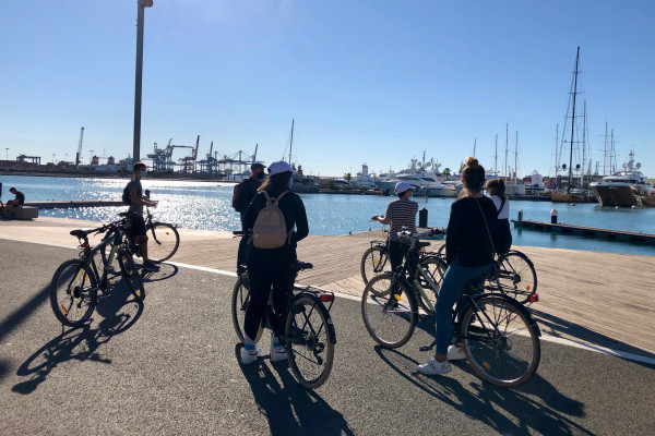 riding by the port of Valencia