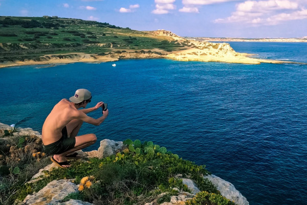 Opposite to the Selmun historic saltpans in the distance.