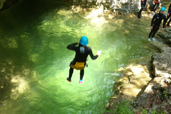 Jumping in green Pools 