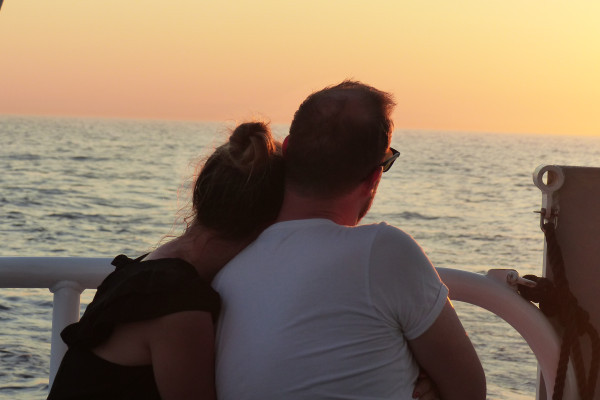 romantic sunset at sea in Marseille