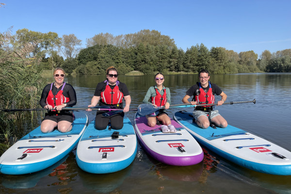 Paddleboarding is always better with friends.