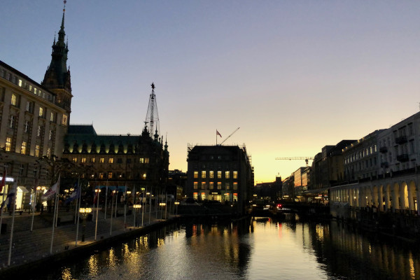 Kleine Alster - Little Alster near Town Hall at dusk
