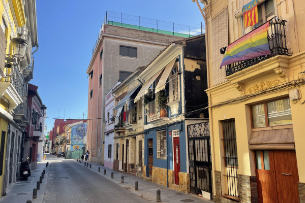 Street of Cabañal district during a guided tour