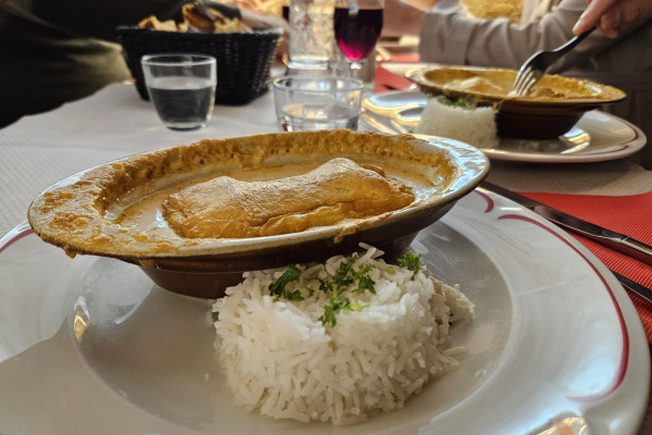 The unmissable "Quenelle sauce Nantua" in an authentic "bouchon lyonnais" (local restaurant)
