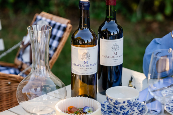 Wines on pique-nique table