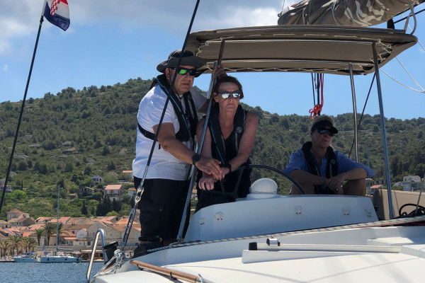 Helm of a catamaran