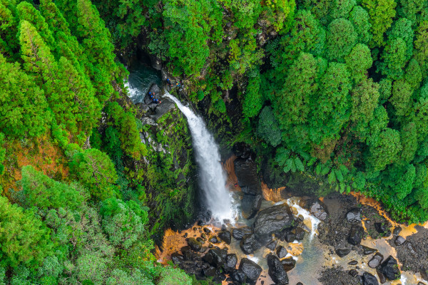 Drone view of the big waterfall