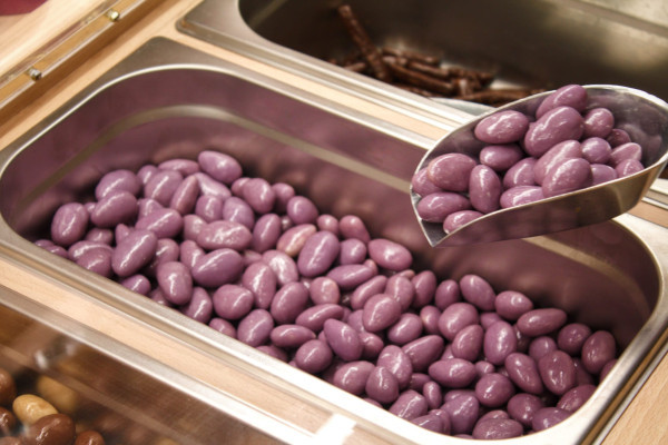A special chocolate with lavender inside.