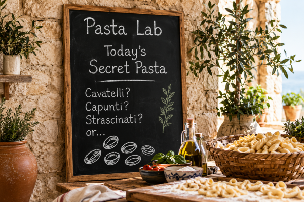 Hands-on Puglian pasta-making experience with traditional pasta, local ingredients and Puglian wine