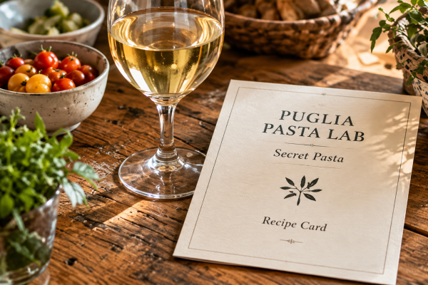 Hands-on Puglian pasta-making experience with traditional pasta, local ingredients and Puglian wine