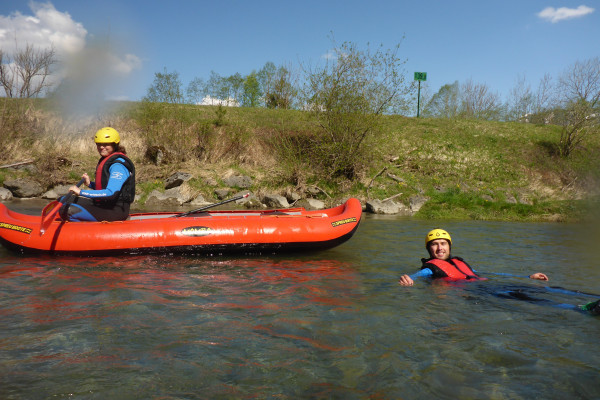 Ruhige Passage zwischen den wilden Stromschnellen der Iller