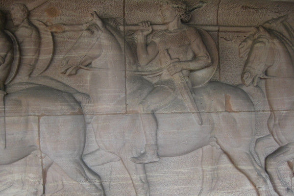 Siegfried auf seinem Hengst, Grane.