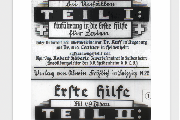 Erste Hilfe bei Unfällen und Schädigung durch chemische Kampfstoffe und Giftgase 1+2    
(im Verkauf und Versand 6,90 €)