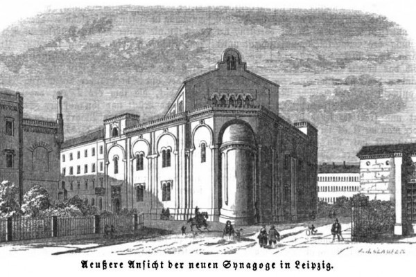 Neue Synagoge in Leipzig um 1920.