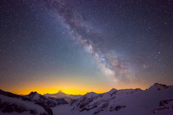 Aletsch Gletscher mit Milchstrasse