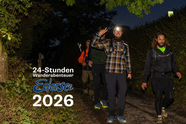 Gemeinsam in der Gruppe ins 24-Stunden Wanderabenteuer Edersee 2026 starten...