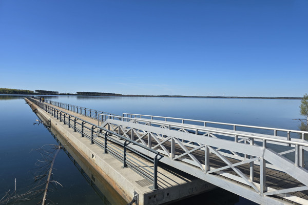 Schwimmender Steg am Sedlitzer See