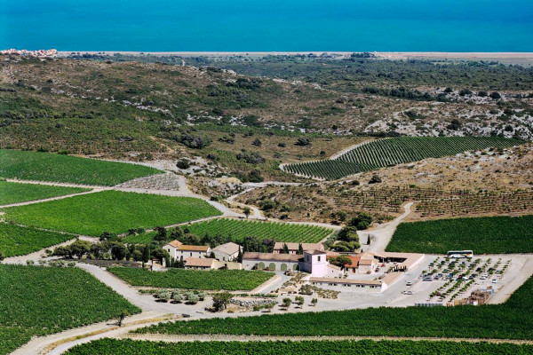 Vignoble Château l'Hospitalet domaine bio biodynamie vue du ciel
