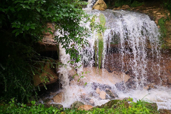 The waterfall, right in front of the house!