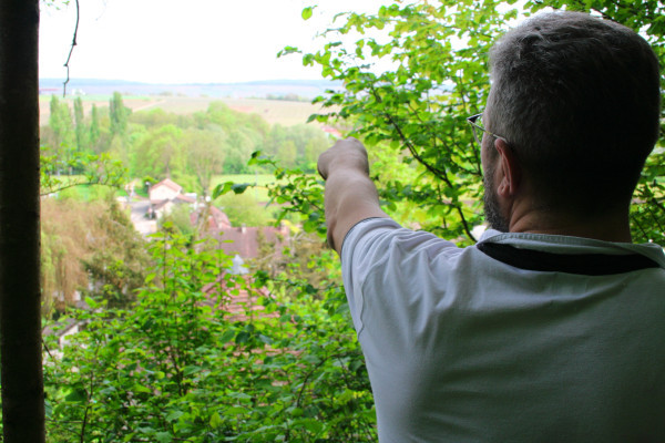In the distance, the Champagne vineyards.