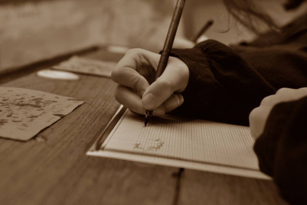 Ecriture à la plume du Certificat d'étude