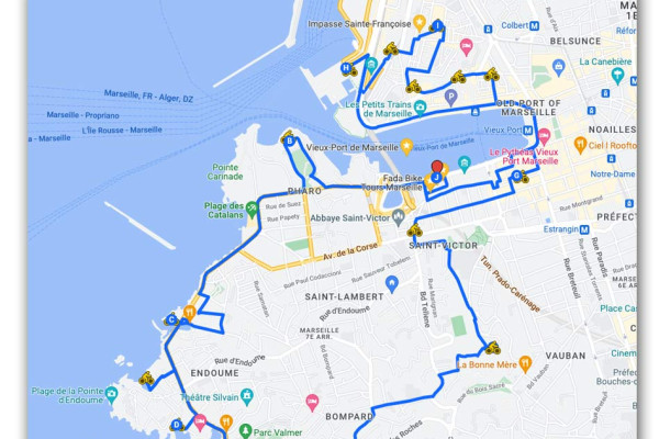 Parcours de la visite de Marseille en ebike